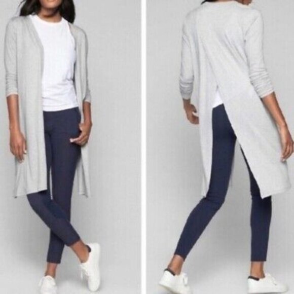 Athleta Gray Camino Sweater Wrap With Open Back Split Sz S - Picture 1 of 9